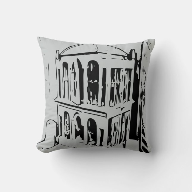 Coussin de cage d'oiseaux noirs et gris (Recto)