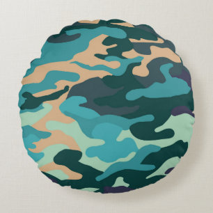 Coussin de camouflage bleu et vert