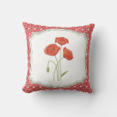 Coussin de campagne aux coquelicots rouges d'été (Recto)
