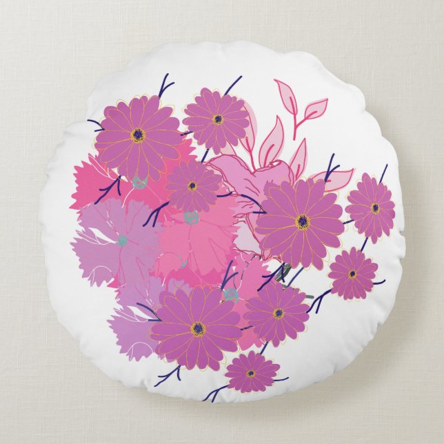 Coussin de canapé à fleurs roses (Devant)