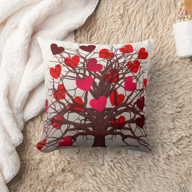 Coussin de canapé Valentine rose et rouge coeur (Couverture)