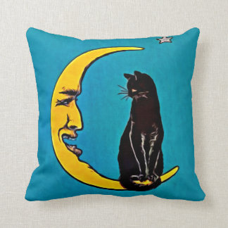COUSSIN DE CAT NOIR ET DE CROISSANT DE LUNE