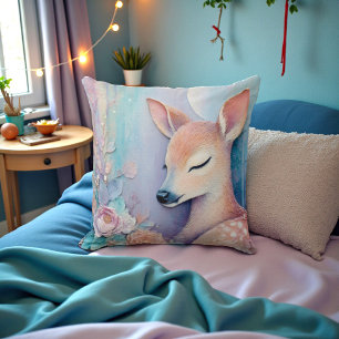 Coussin de cerf à double face en aquarelle