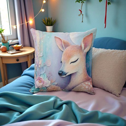 Coussin de cerf à double face en aquarelle
