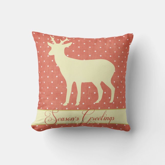 Coussin de cerfs de saison - Coral Pois d2 (Recto)