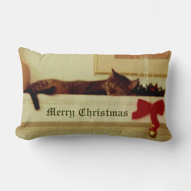 Coussin de chat de Noël de sommeil (Recto)