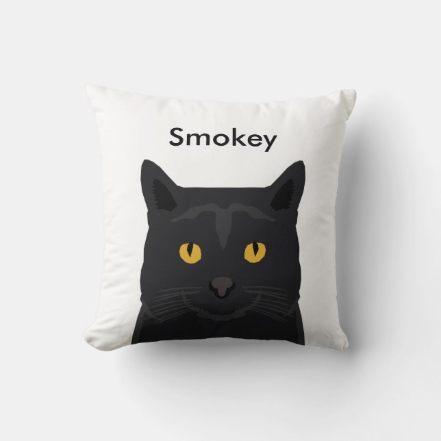 coussin de chat de nom personnalisé - chat noir pe (Recto)