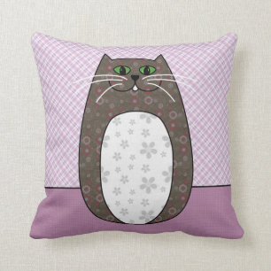 Coussin "de chat folklorique gris"