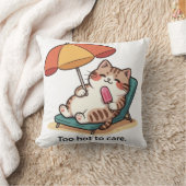 Coussin de chat mignon d'été – Trop chaud pour s'e (Couverture)