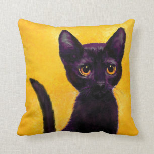 coussin de chat noir