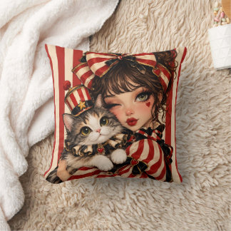 Coussin de chat personnalisé fille de cirque