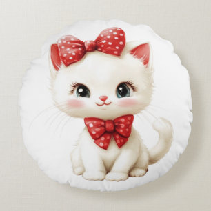 Coussin de chaton blanc mignon avec des nœuds à po