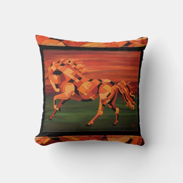 Coussin de cheval, cheval orange, art de cheval de (Recto)