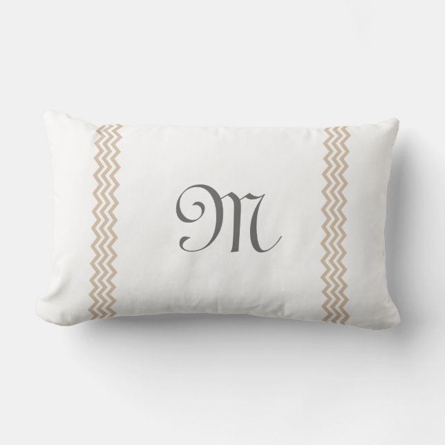 Coussin de Chevron de sable de monogramme (Recto)