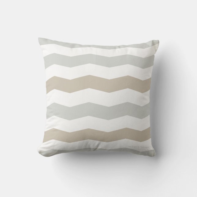 Coussin de Chevron en patiné/sable multi (Recto)