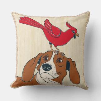 Coussin de chien avec Oiseau rouge sur le nez - an