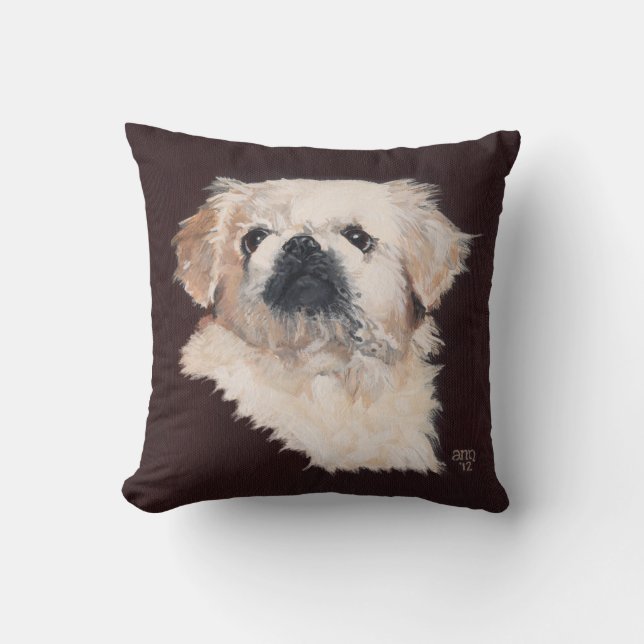 Coussin de chien Pékin blanc (Recto)