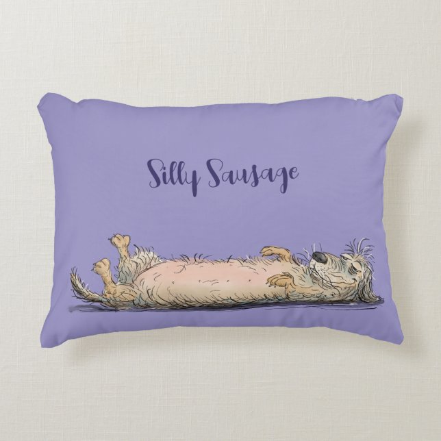 Coussin de chien saucisse drôle de teckel (Devant)