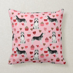 Coussin de chiens de la journée Husky Valentines