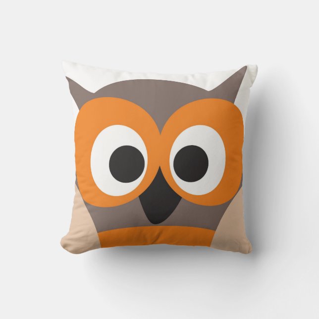 Coussin de chouette à regard drôle (Recto)