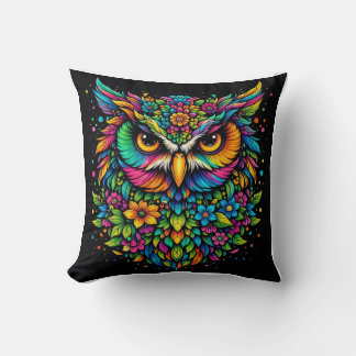 Coussin de chouette florale colorée – Bohème arc-e