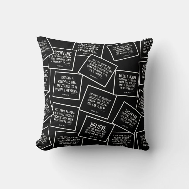 Coussin de citations de volleyball en noir et (Recto)