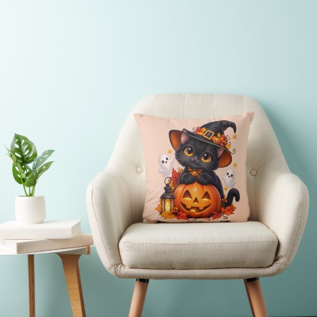  Coussin de citrouille Halloween Black Cat (Chaise)