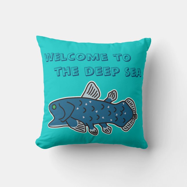 Coussin de Coelacanth "ACCUEIL VERS la MER (Recto)