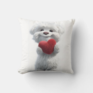 Coussin de cœur d'amour de chiot