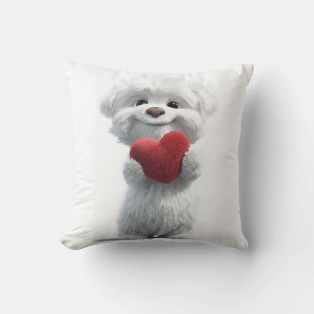 Coussin de cœur d'amour de chiot (Recto)
