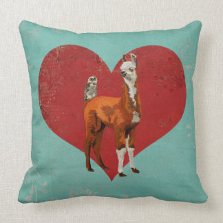 COUSSIN DE COEUR DE LAMA ET DE HIBOU