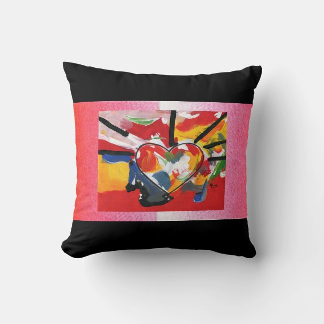 Coussin de coeur de style art Peter Max des années (Recto)