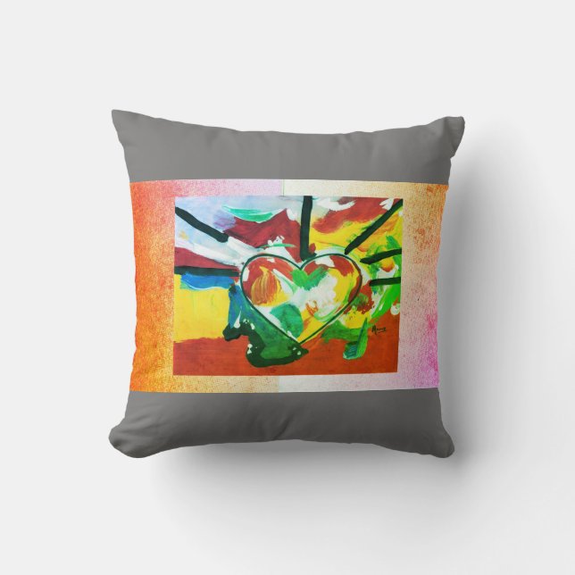 Coussin de coeur de style art Peter Max des années (Recto)