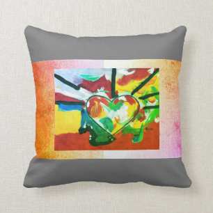 Coussin de coeur de style art Peter Max des années