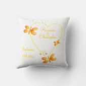 Coussin de coeur jaune marié et marié (Verso)
