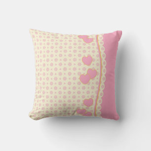 Coussin de coeur réversible rose et blanc Eyelet