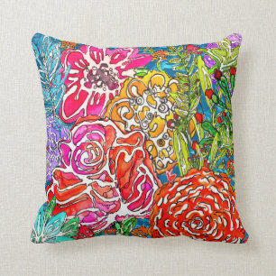 Coussin de collage des fleurs d'aquarelle élégant