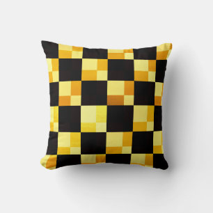 Coussin de colorblock d'Art de Carré Jaune Noir