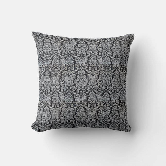 Coussin de concepteur texturé en argent noir (Recto)