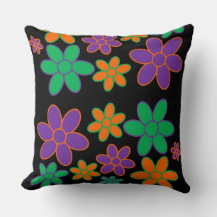Coussin de conception de fleurs les années 70 supe