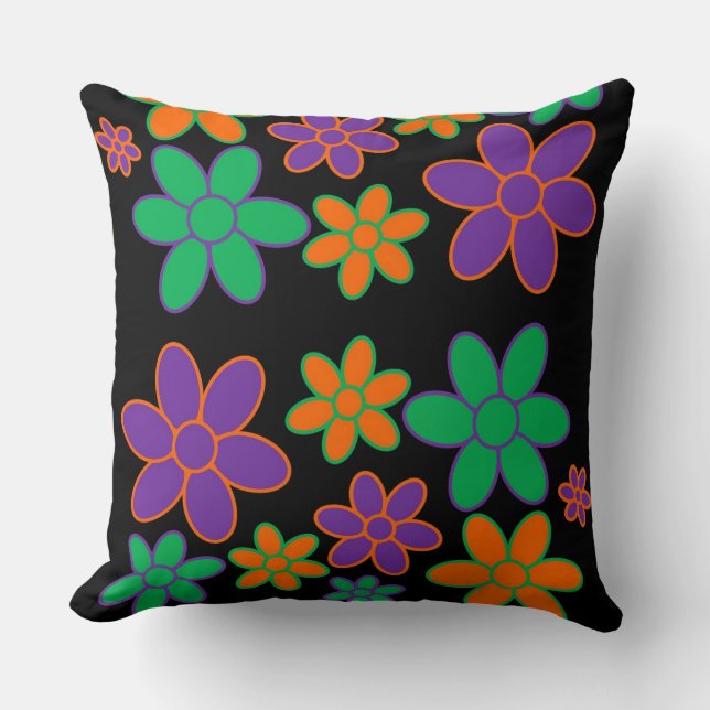 Coussin de conception de fleurs les années 70 supe (Recto)