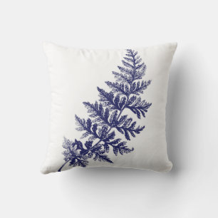 Coussin de conception florale de bois bleu et blan