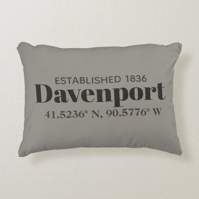 Coussin de coordonnées de Davenport, Iowa (Devant)