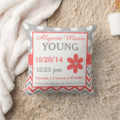 Coussin de corail gris de faire-part de naissance (Couverture)