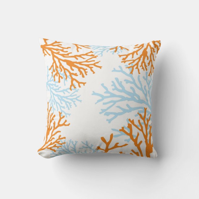 Coussin de corail orange et bleu (Recto)