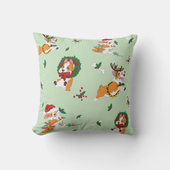Coussin de Corgis de Noël (Recto)