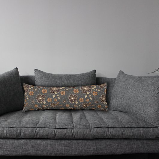 Coussin de corps de fleurs naturelles gris foncé