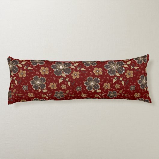 Coussin de corps de fleurs naturelles rouges (Dos)