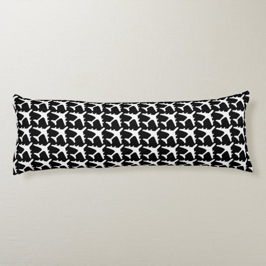 Coussin de corps de motif d'avion noir blanc (Dos)