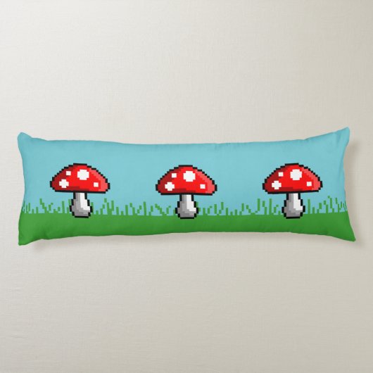 Coussin de corps de pré de champignon de pixel (Dos)